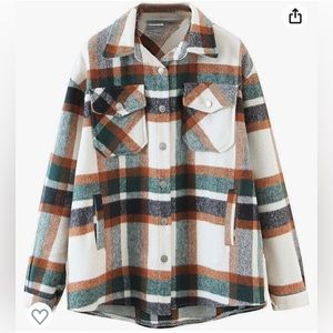 Amazon Shacket, Green and Brown, Size Medium